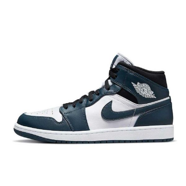 Nike Air Jordan 1 Mid Tops Sko Dame Mørke Marineblå Hvite