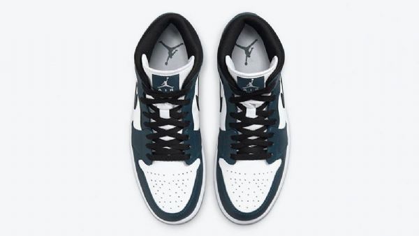 Nike Air Jordan 1 Mid Tops Sko Dame Mørke Marineblå Hvite