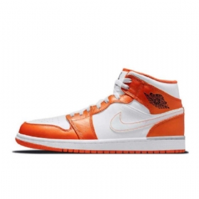 Nike Air Jordan 1 Mid Tops Sko Dame Oransje Hvite