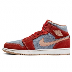 Nike Air Jordan 1 Mid Tops Sko Dame Rød Grå