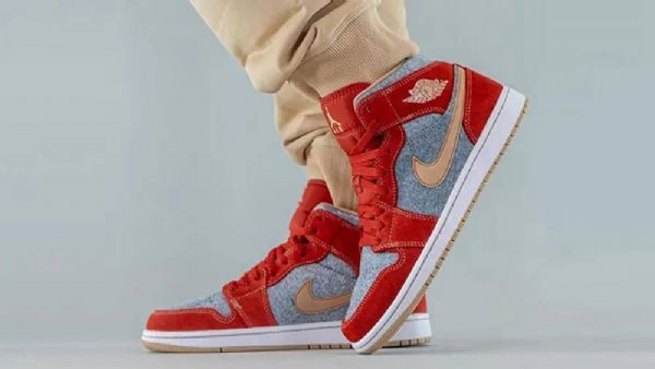 Nike Air Jordan 1 Mid Tops Sko Dame Rød Grå