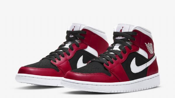 Nike Air Jordan 1 Mid Tops Sko Dame Rød Svarte