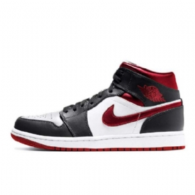 Nike Air Jordan 1 Mid Tops Sko Dame Svarte Rød