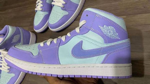 Nike Air Jordan 1 Mid Tops Sko Herre Blå Lilla