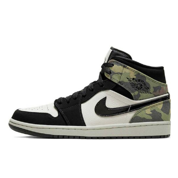 Nike Air Jordan 1 Mid Tops Sko Herre Camouflage Grønn