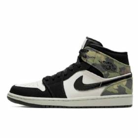 Nike Air Jordan 1 Mid Tops Sko Herre Camouflage Grønn
