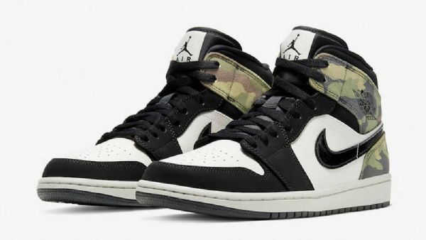 Nike Air Jordan 1 Mid Tops Sko Herre Camouflage Grønn