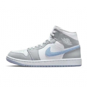Nike Air Jordan 1 Mid Tops Sko Herre Grå Blå