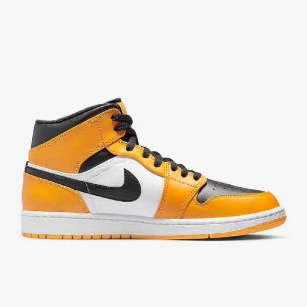 Nike Air Jordan 1 Mid Tops Sko Herre Gul Hvite Svarte
