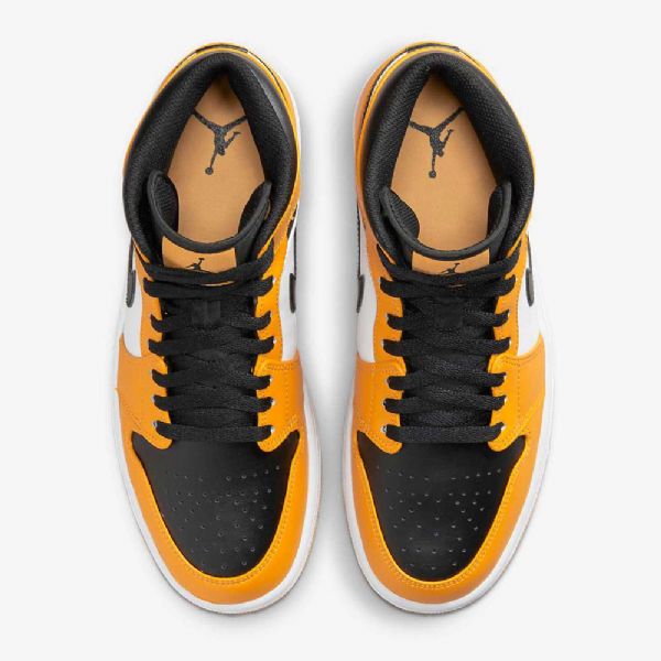 Nike Air Jordan 1 Mid Tops Sko Herre Gul Hvite Svarte