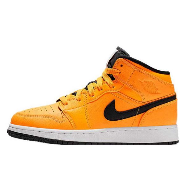 Nike Air Jordan 1 Mid Tops Sko Herre Gull Svarte