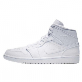 Nike Air Jordan 1 Mid Tops Sko Herre Hvite