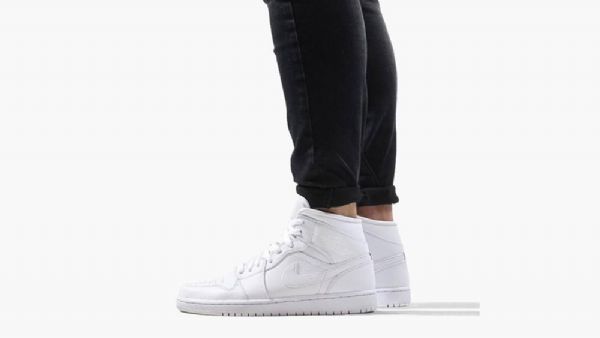 Nike Air Jordan 1 Mid Tops Sko Herre Hvite