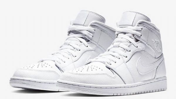Nike Air Jordan 1 Mid Tops Sko Herre Hvite