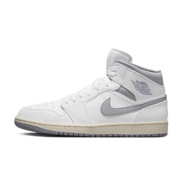 Nike Air Jordan 1 Mid Tops Sko Herre Hvite Grå