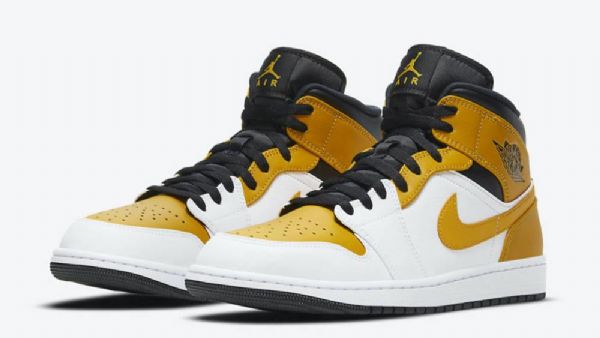 Nike Air Jordan 1 Mid Tops Sko Herre Hvite Gull