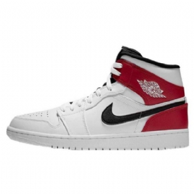 Nike Air Jordan 1 Mid Tops Sko Herre Hvite Rød