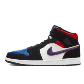 Nike Air Jordan 1 Mid Tops Sko Herre Lilla Hvite Rød