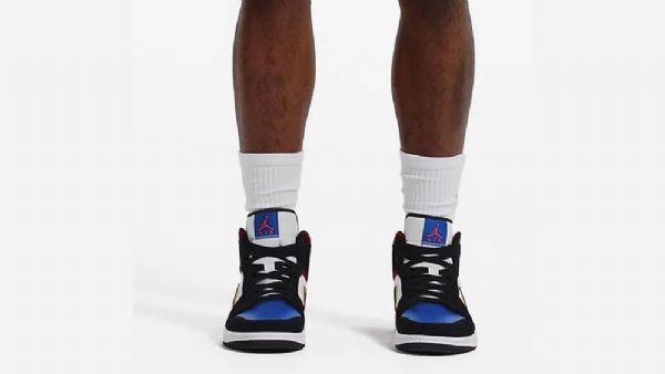 Nike Air Jordan 1 Mid Tops Sko Herre Lilla Hvite Rød