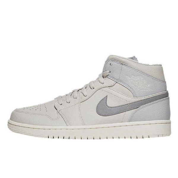 Nike Air Jordan 1 Mid Tops Sko Herre Lyse Grå