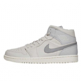 Nike Air Jordan 1 Mid Tops Sko Herre Lyse Grå