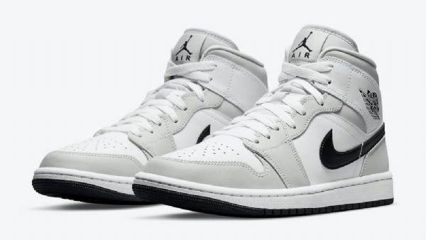 Nike Air Jordan 1 Mid Tops Sko Herre Lyse Grå