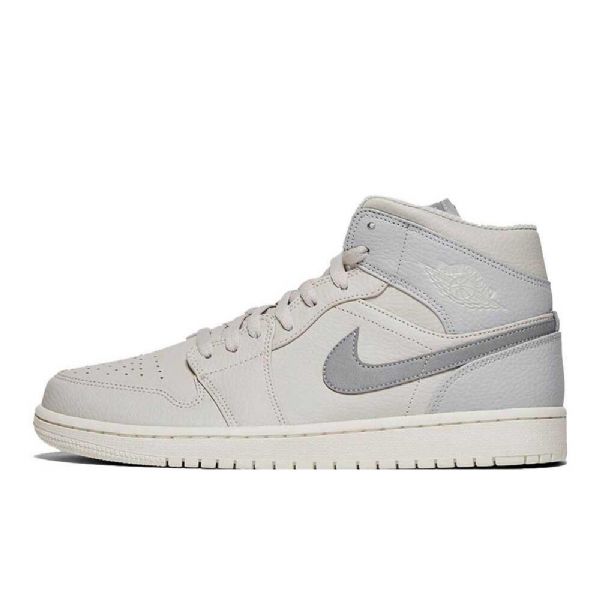 Nike Air Jordan 1 Mid Tops Sko Herre Lyse Grå