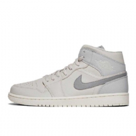 Nike Air Jordan 1 Mid Tops Sko Herre Lyse Grå