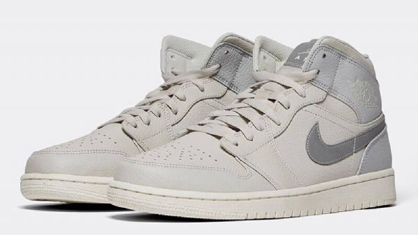 Nike Air Jordan 1 Mid Tops Sko Herre Lyse Grå