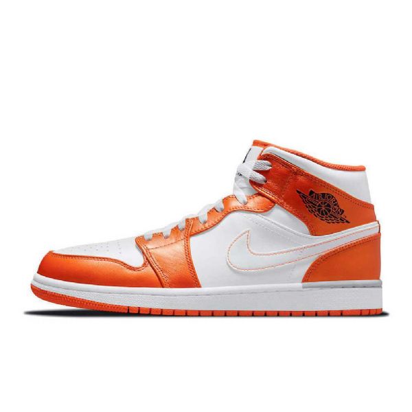Nike Air Jordan 1 Mid Tops Sko Herre Oransje Hvite