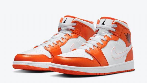 Nike Air Jordan 1 Mid Tops Sko Herre Oransje Hvite