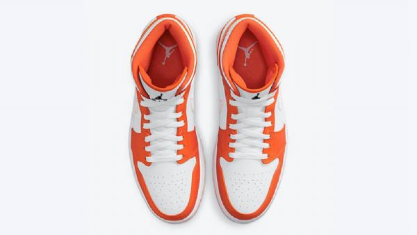 Nike Air Jordan 1 Mid Tops Sko Herre Oransje Hvite