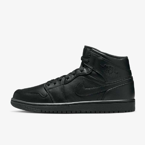 Nike Air Jordan 1 Mid Tops Sko Herre Svarte