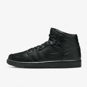 Nike Air Jordan 1 Mid Tops Sko Herre Svarte