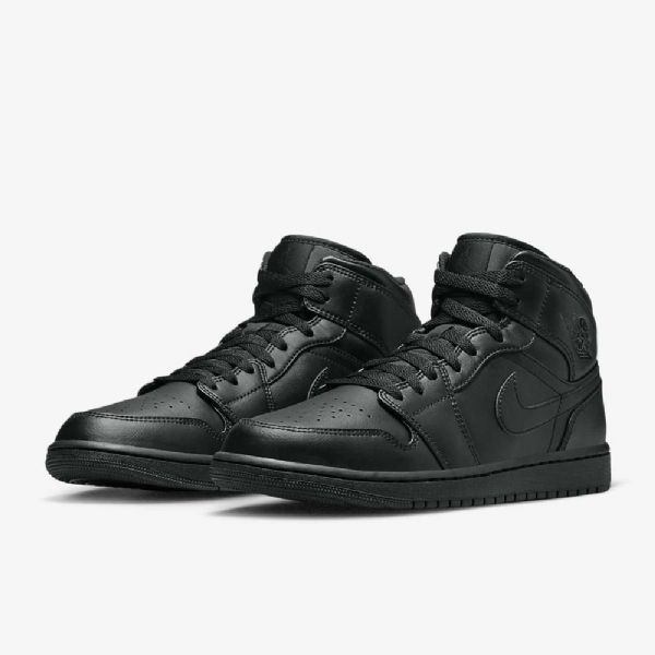 Nike Air Jordan 1 Mid Tops Sko Herre Svarte