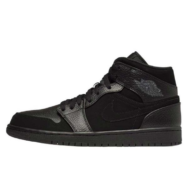 Nike Air Jordan 1 Mid Tops Sko Herre Svarte