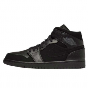 Nike Air Jordan 1 Mid Tops Sko Herre Svarte