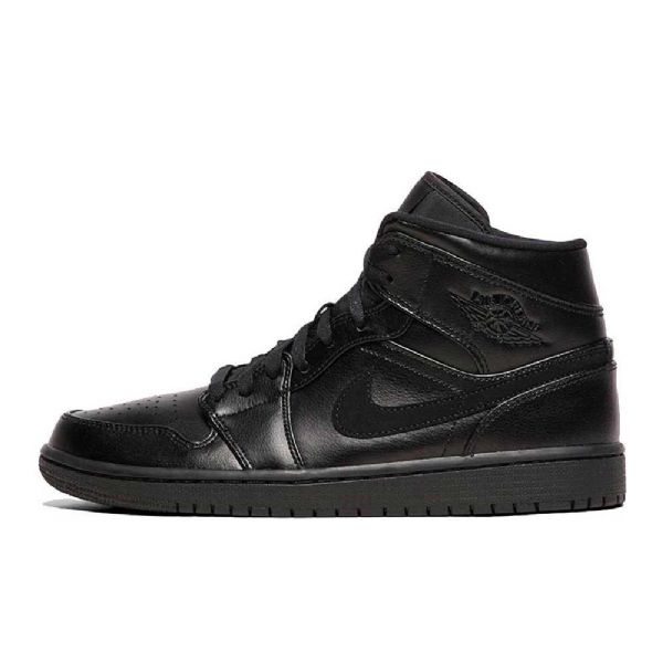 Nike Air Jordan 1 Mid Tops Sko Herre Svarte