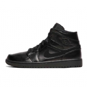 Nike Air Jordan 1 Mid Tops Sko Herre Svarte