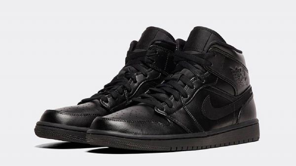 Nike Air Jordan 1 Mid Tops Sko Herre Svarte