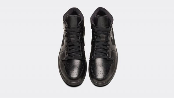 Nike Air Jordan 1 Mid Tops Sko Herre Svarte