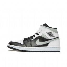 Nike Air Jordan 1 Mid Tops Sko Herre Svarte Grå