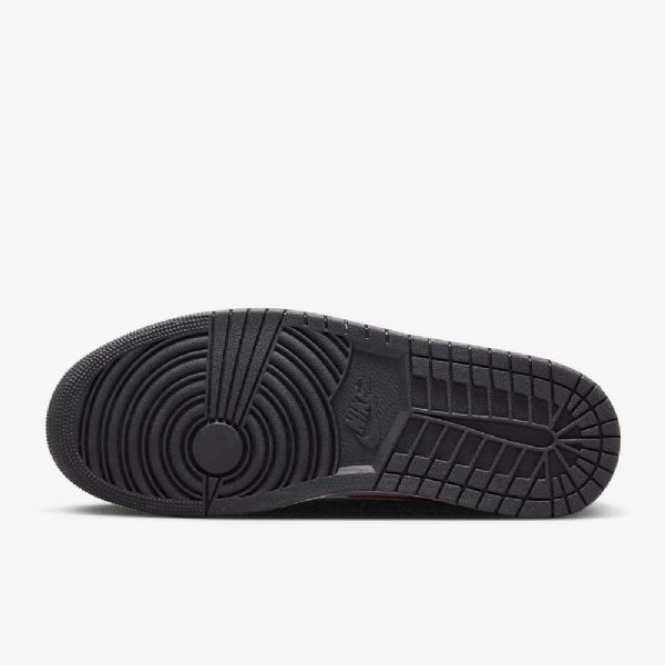 Nike Air Jordan 1 Mid Tops Sko Herre Svarte Hvite Rød