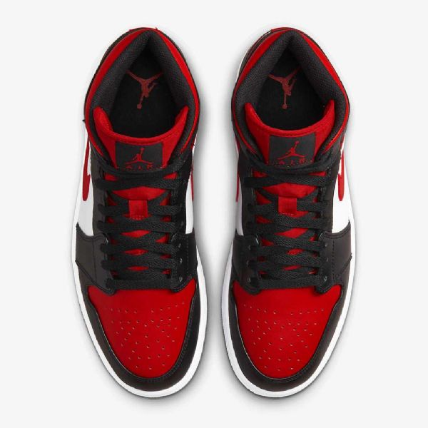 Nike Air Jordan 1 Mid Tops Sko Herre Svarte Hvite Rød