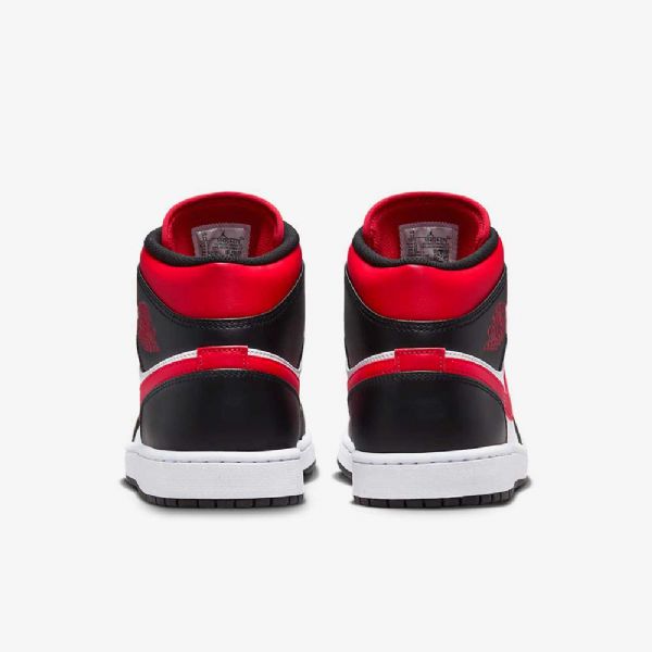 Nike Air Jordan 1 Mid Tops Sko Herre Svarte Hvite Rød