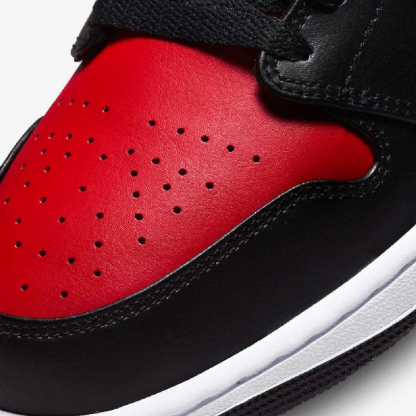 Nike Air Jordan 1 Mid Tops Sko Herre Svarte Hvite Rød