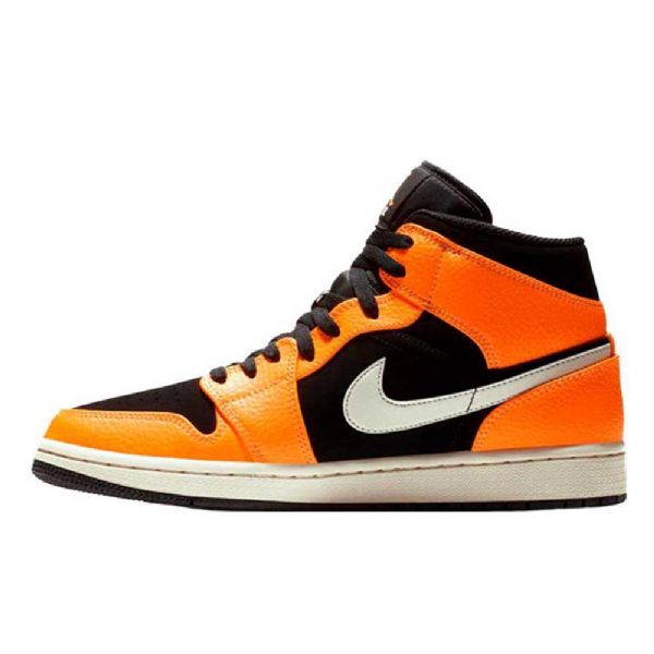 Nike Air Jordan 1 Mid Tops Sko Herre Svarte Oransje