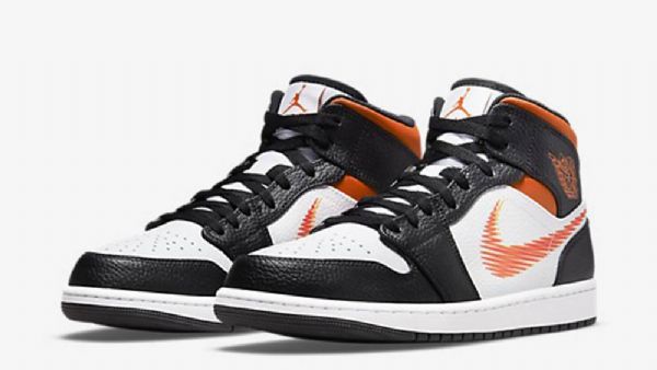 Nike Air Jordan 1 Mid Tops Sko Herre Svarte Oransje