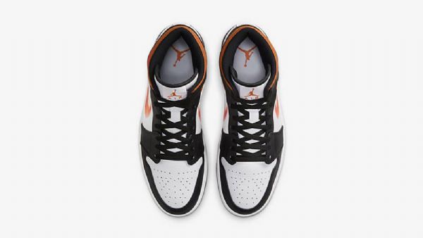 Nike Air Jordan 1 Mid Tops Sko Herre Svarte Oransje
