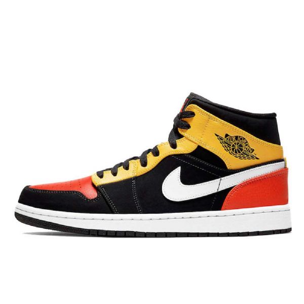 Nike Air Jordan 1 Mid Tops Sko Herre Svarte Oransje
